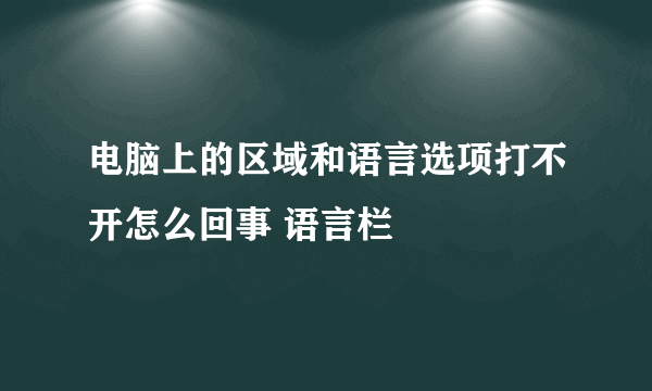 电脑上的区域和语言选项打不开怎么回事 语言栏