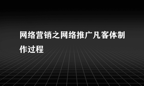 网络营销之网络推广凡客体制作过程