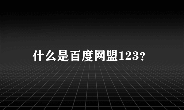 什么是百度网盟123？