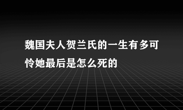 魏国夫人贺兰氏的一生有多可怜她最后是怎么死的