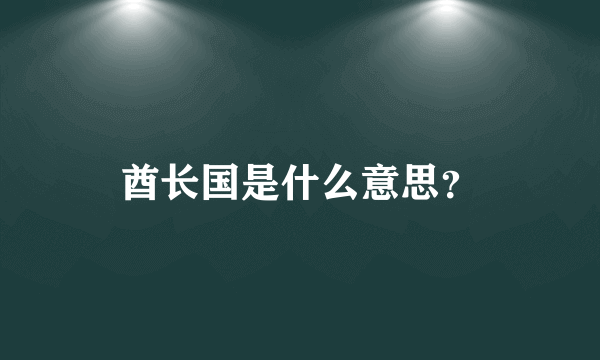 酋长国是什么意思？