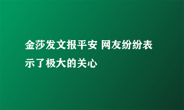 金莎发文报平安 网友纷纷表示了极大的关心