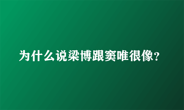 为什么说梁博跟窦唯很像？