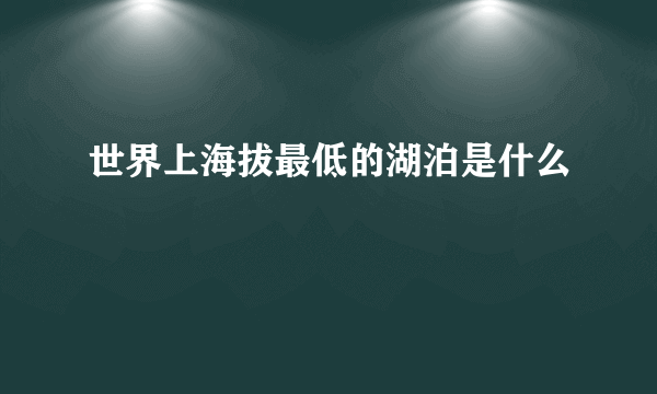 世界上海拔最低的湖泊是什么