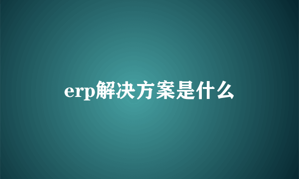 erp解决方案是什么