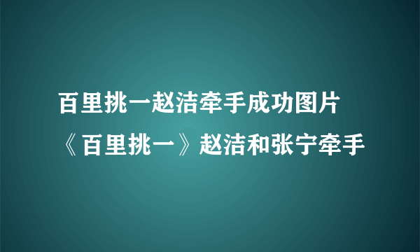 百里挑一赵洁牵手成功图片 《百里挑一》赵洁和张宁牵手