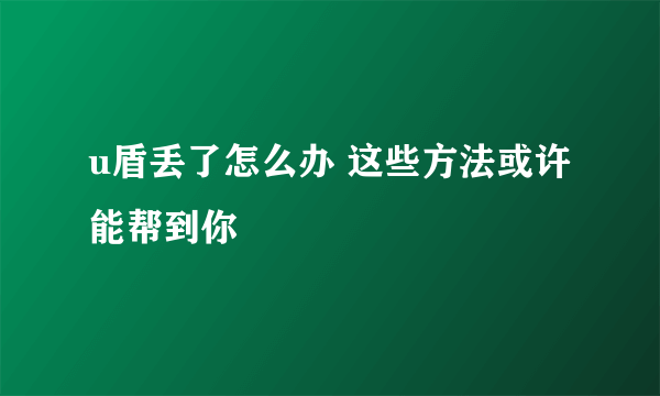 u盾丢了怎么办 这些方法或许能帮到你