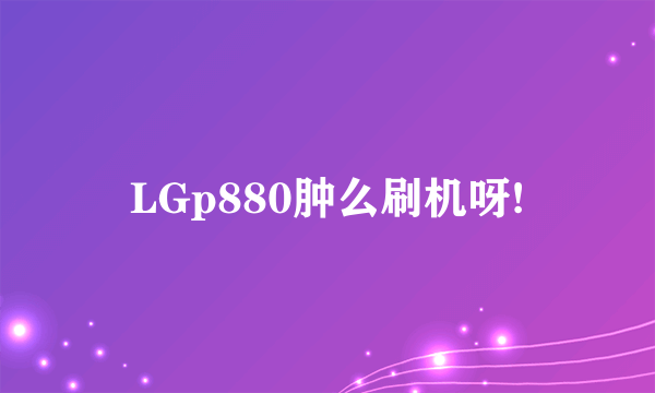 LGp880肿么刷机呀!