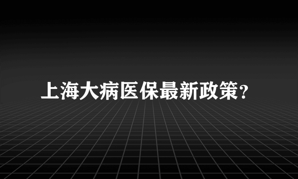 上海大病医保最新政策？