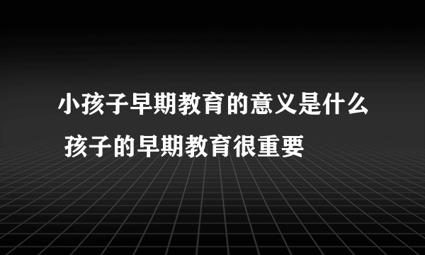 小孩子早期教育的意义是什么 孩子的早期教育很重要