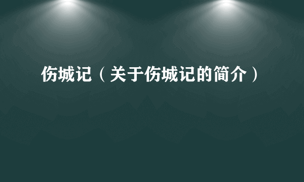 伤城记（关于伤城记的简介）