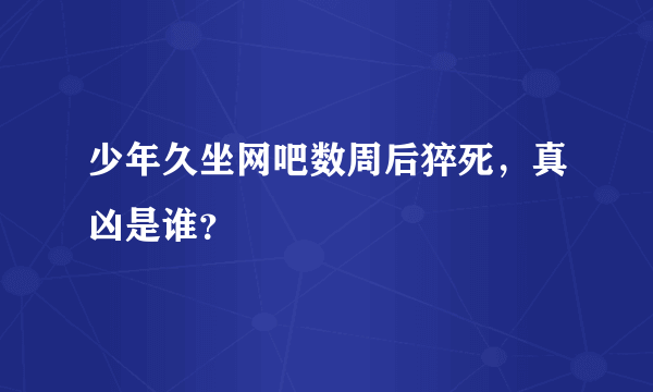 少年久坐网吧数周后猝死，真凶是谁？