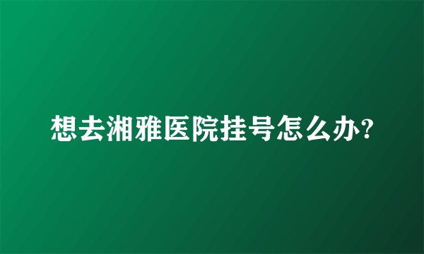 想去湘雅医院挂号怎么办?