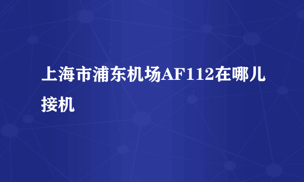 上海市浦东机场AF112在哪儿接机