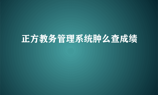 正方教务管理系统肿么查成绩