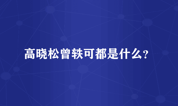 高晓松曾轶可都是什么？