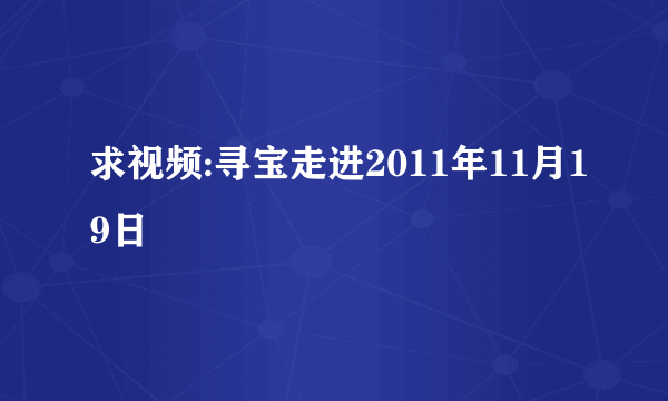 求视频:寻宝走进2011年11月19日