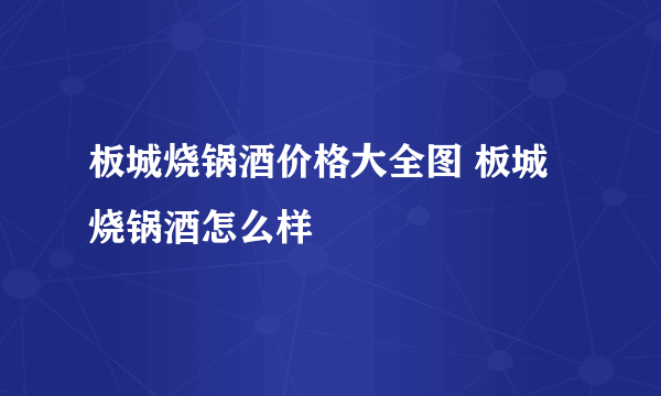 板城烧锅酒价格大全图 板城烧锅酒怎么样