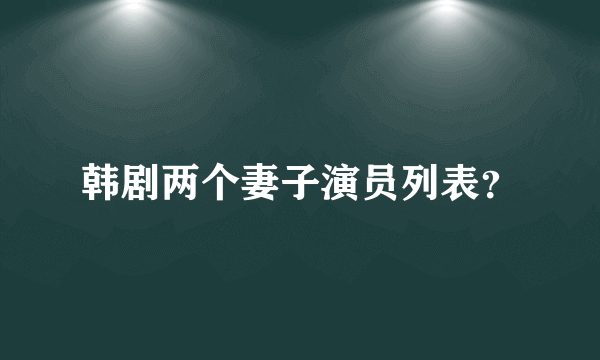 韩剧两个妻子演员列表？