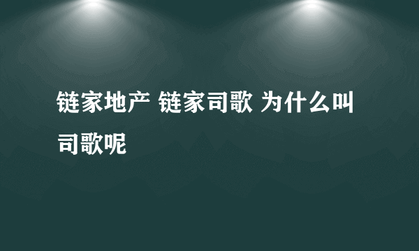 链家地产 链家司歌 为什么叫司歌呢