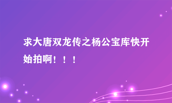 求大唐双龙传之杨公宝库快开始拍啊！！！