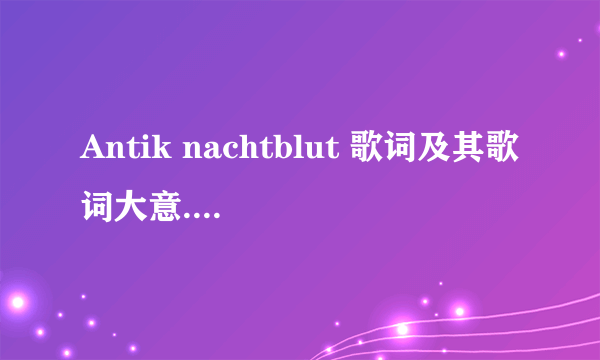 Antik nachtblut 歌词及其歌词大意....