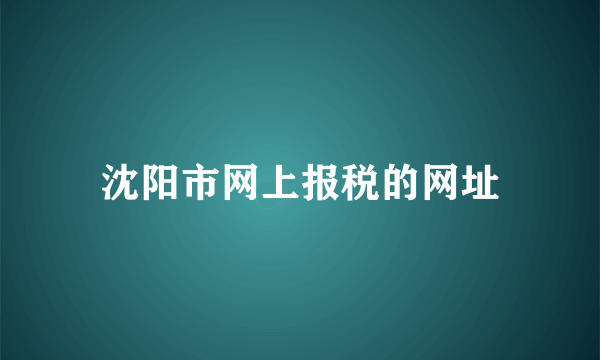 沈阳市网上报税的网址