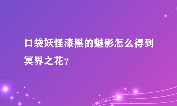 口袋妖怪漆黑的魅影怎么得到冥界之花？