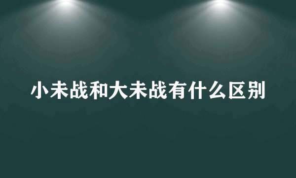 小未战和大未战有什么区别