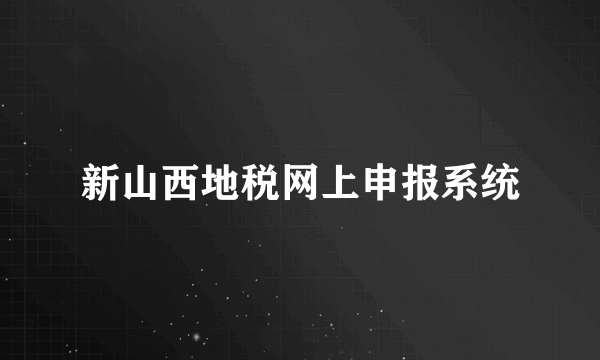 新山西地税网上申报系统