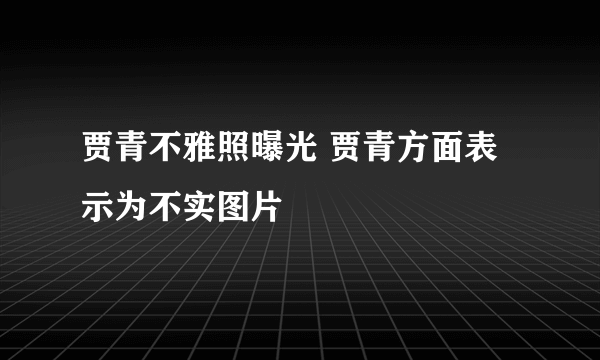 贾青不雅照曝光 贾青方面表示为不实图片