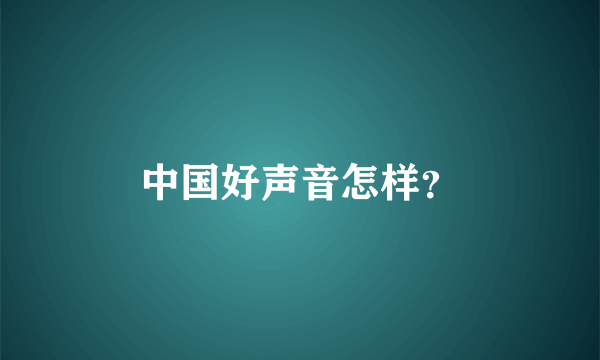 中国好声音怎样？