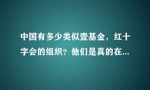 中国有多少类似壹基金，红十字会的组织？他们是真的在做慈善吗？