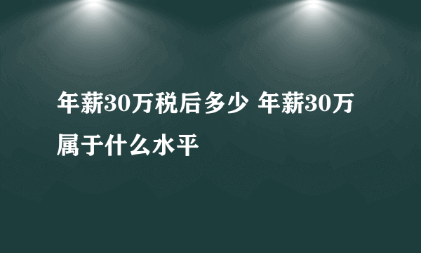 年薪30万税后多少 年薪30万属于什么水平