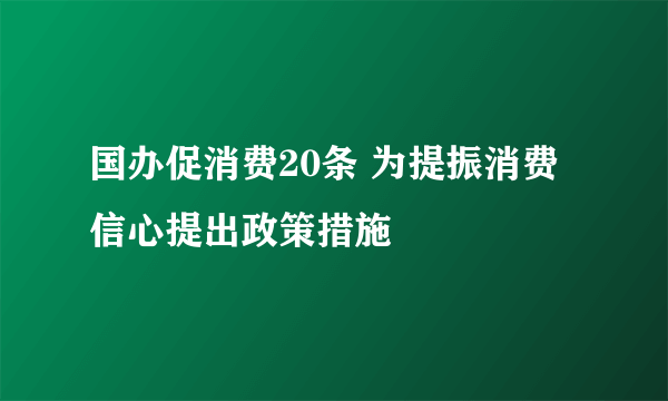 国办促消费20条 为提振消费信心提出政策措施