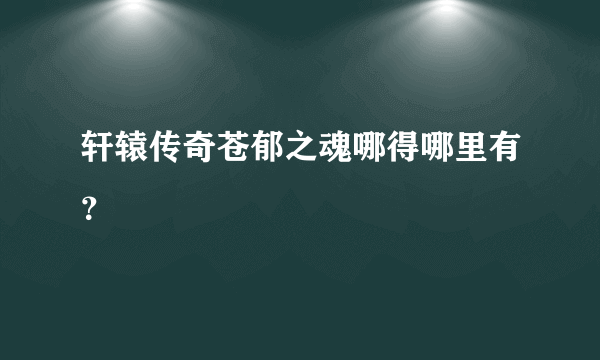 轩辕传奇苍郁之魂哪得哪里有？