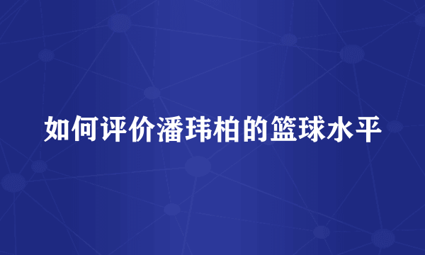 如何评价潘玮柏的篮球水平