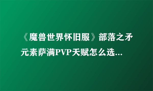 《魔兽世界怀旧服》部落之矛元素萨满PVP天赋怎么选 PVP天赋推荐打法解析