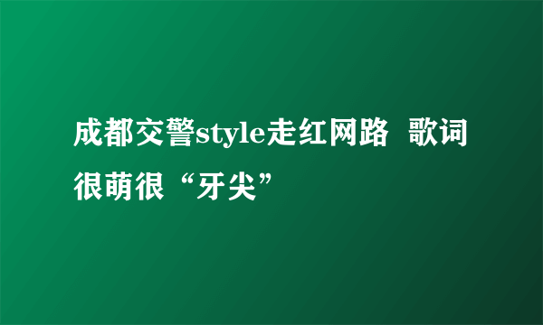 成都交警style走红网路  歌词很萌很“牙尖”