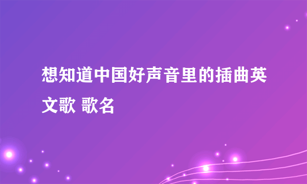 想知道中国好声音里的插曲英文歌 歌名