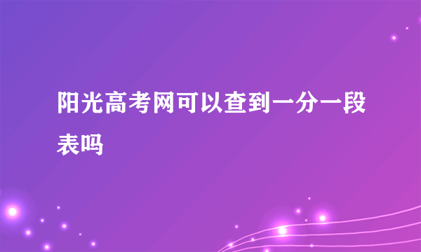 阳光高考网可以查到一分一段表吗