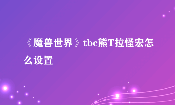 《魔兽世界》tbc熊T拉怪宏怎么设置