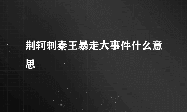 荆轲刺秦王暴走大事件什么意思