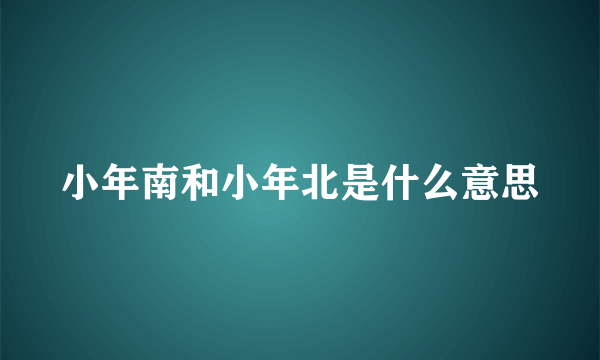 小年南和小年北是什么意思