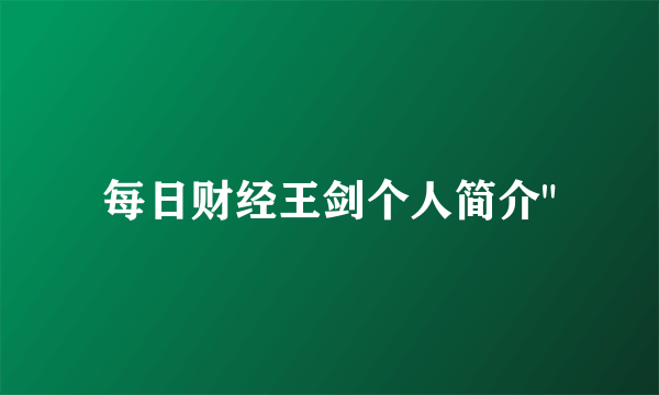 每日财经王剑个人简介