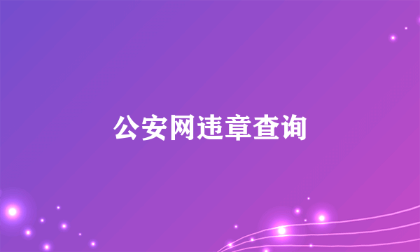 公安网违章查询