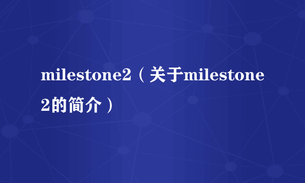 milestone2（关于milestone2的简介）