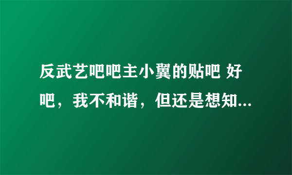 反武艺吧吧主小翼的贴吧 好吧，我不和谐，但还是想知道~~~