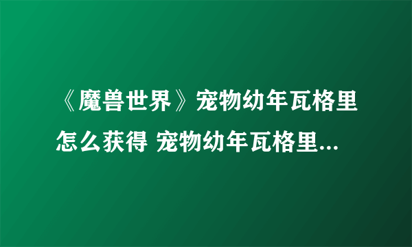 《魔兽世界》宠物幼年瓦格里怎么获得 宠物幼年瓦格里获得方法介绍