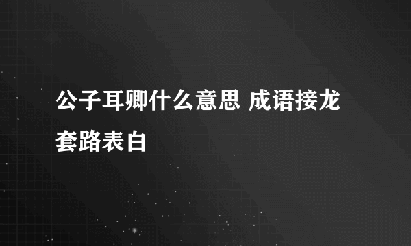 公子耳卿什么意思 成语接龙套路表白